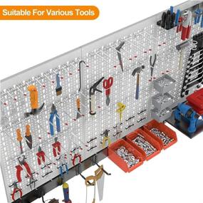 img 2 attached to 🔧 TORACK 109Pcs Pegboard Wall Organizer: Ultimate Garage Metal Pegboard Storage Kit with Toolboard Hooks, Peg Locks, Storage Bins & Shelf Racks