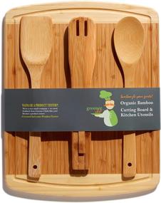 img 3 attached to 🎁 Bamboo Housewarming Gift Set with Bonus Cooking Utensils - Wooden Spoon, Salad Tongs, and Wood Spatula - Perfect for Mother's Day, Weddings, and Kitchen Gadgets