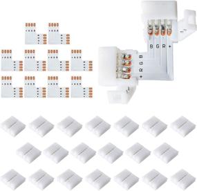 img 4 attached to L Shape 4-Pin LED Connectors 10-Pack: Expand and Customize Your Lighting with JACKYLED 10mm Wide Right Angle Corner Solderless Adapter Connector Terminal Extension, featuring 22Pcs Clip Connectors for 3528/5050 SMD RGB 4 Conductor LED Light Strips