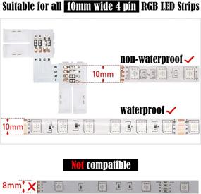 img 2 attached to L Shape 4-Pin LED Connectors 10-Pack: Expand and Customize Your Lighting with JACKYLED 10mm Wide Right Angle Corner Solderless Adapter Connector Terminal Extension, featuring 22Pcs Clip Connectors for 3528/5050 SMD RGB 4 Conductor LED Light Strips