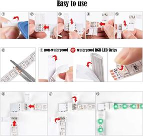 img 1 attached to L Shape 4-Pin LED Connectors 10-Pack: Expand and Customize Your Lighting with JACKYLED 10mm Wide Right Angle Corner Solderless Adapter Connector Terminal Extension, featuring 22Pcs Clip Connectors for 3528/5050 SMD RGB 4 Conductor LED Light Strips