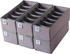 img 4 attached to 6-Pack Collapsible Drawer Organizer Dividers for Clothes, Socks, Lingerie, Underwear, Ties, Belts, Babies - Qozary Gray Storage Boxes (6 Cells)