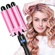 🔥 fast heating ceramic hair waver curler - 3 barrel curling iron for perfect 25mm hair waves (pink) logo