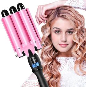 img 4 attached to 🔥 Fast Heating Ceramic Hair Waver Curler - 3 Barrel Curling Iron for Perfect 25mm Hair Waves (Pink)