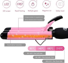 img 1 attached to 🔥 Fast Heating Ceramic Hair Waver Curler - 3 Barrel Curling Iron for Perfect 25mm Hair Waves (Pink)