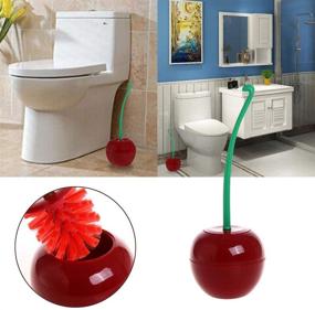 img 1 attached to 🍒 Creative Cherry-Shape Toilet Brush with Long Handle & Holder for Effective Deep Cleaning - Rust Resistant, Leakproof, and Space-Saving Storage