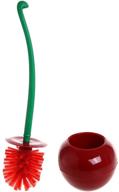🍒 creative cherry-shape toilet brush with long handle & holder for effective deep cleaning - rust resistant, leakproof, and space-saving storage logo