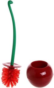 img 4 attached to 🍒 Creative Cherry-Shape Toilet Brush with Long Handle & Holder for Effective Deep Cleaning - Rust Resistant, Leakproof, and Space-Saving Storage