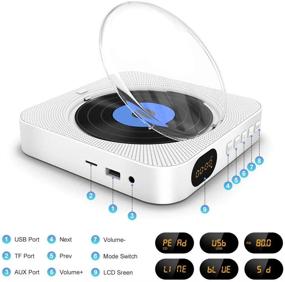 img 3 attached to 🔊 Versatile Portable CD Player with Bluetooth & HiFi Speakers, Remote Control, Wall Mountable Design, LED Screen, Dust Cover - Supports CD, USB, TF, AUX Input, FM Radio