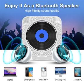 img 2 attached to 🔊 Versatile Portable CD Player with Bluetooth & HiFi Speakers, Remote Control, Wall Mountable Design, LED Screen, Dust Cover - Supports CD, USB, TF, AUX Input, FM Radio