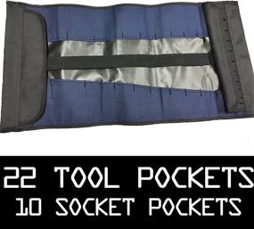 img 3 attached to 🛠️ Rugged Tool 32 Pocket Tool Roll Organizer - Ultimate Wrench & Tool Pouch Solution - Ideal for Electricians, HVAC, Plumbers, Carpenters, Mechanics - Includes 10 Socket Pouches - Roll Up Tool Bag