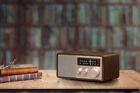 img 1 attached to 📻 Sangean WR-16SE 45th Anniversary Dark Walnut Wooden Cabinet Radio with Bluetooth, AM/FM, Aux-in, USB Phone Charging, and Rose Gold Face Plate
