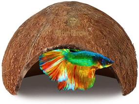 img 4 attached to 🥥 SunGrow Betta Fish Cave: Coconut Shell Habitat for Resting, Breeding & Hideout
