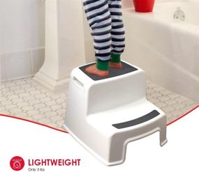 img 1 attached to Enhance Your Reach with Home Basics Extra 🔝 Boost 2 Tier Non-Slip Rubber Tread Plastic Step Stool, White!