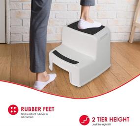 img 3 attached to Enhance Your Reach with Home Basics Extra 🔝 Boost 2 Tier Non-Slip Rubber Tread Plastic Step Stool, White!