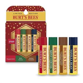 img 3 attached to Burt's Bees Festive Holiday Lip Care Gift Set: 4 Sweet Seasonal Lip Balms - Mint Cocoa, Peppermint, Vanilla Bean, and Salted Caramel - in a Decorative Box