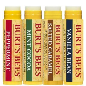 img 2 attached to Burt's Bees Festive Holiday Lip Care Gift Set: 4 Sweet Seasonal Lip Balms - Mint Cocoa, Peppermint, Vanilla Bean, and Salted Caramel - in a Decorative Box