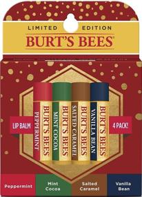 img 4 attached to Burt's Bees Festive Holiday Lip Care Gift Set: 4 Sweet Seasonal Lip Balms - Mint Cocoa, Peppermint, Vanilla Bean, and Salted Caramel - in a Decorative Box