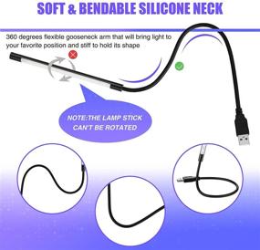 img 2 attached to 💡 Efficient Dimmable USB LED Light for Laptop Keyboard - Flexible Gooseneck Lamp with Touch Switch for Reading Book - Black & Silver