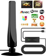[2021 model] powerful amplified indoor tv antenna – best signal booster, 150+ miles range, 4k full hd support for smart and older tvs, 9.8ft coaxial cable, unique design logo