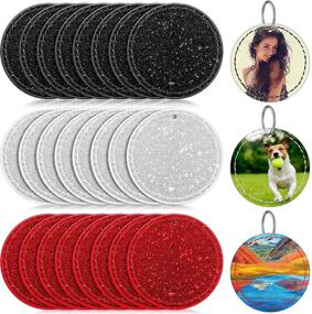 img 4 attached to Sparkling Circular Sublimation Keychain Glitter Leather Blanks: DIY Heat Transfer Pendant (24 Pieces)