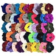 🎀 54-pieces hair scrunchies set: velvet elastic hair bands, colorful hair ties ropes for women or girls - assorted colors scrunchies pack logo