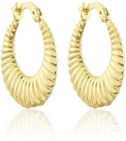 img 3 attached to 💛 10K and 14K Yellow Gold Hoop Earrings for Women and Girls - Various Shapes, Mini Huggie Lightweight Jewelry for Cartilage - Kuyucu