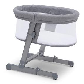 img 4 attached to Simmons Kids Oval City Sleeper Bedside Bassinet - Portable Crib with Adjustable Height, Wheels & Airflow Mesh - Grey Tweed