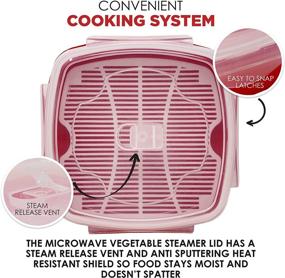 img 1 attached to EXULTIMATE Red Vented Microwave Steamer: 🍚 BPA Free Steamer for Vegetables, Rice, and Fish