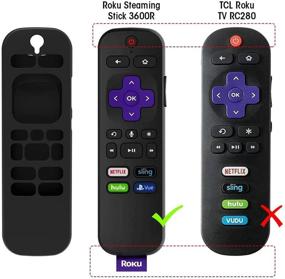 img 2 attached to Protective Silicone Case for TCL Roku TV Steaming Stick 3600R Remote - Black+ Glowing Green (2 Pack)