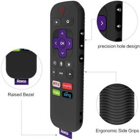 img 3 attached to Protective Silicone Case for TCL Roku TV Steaming Stick 3600R Remote - Black+ Glowing Green (2 Pack)