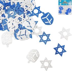 img 3 attached to 🌟 Jumbo Hanukkah Glitter Confetti - Holiday Confetti - Star & Dreidel - Blue/Silver (Single)