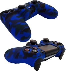 img 1 attached to Hikfly Silicone Gel Controller Cover Skin Protector for Sony Playstation 4 PS4/PS4 Slim/PS4 Pro Controller - Set of 2 Camouflage Covers with 8 FPS Pro Thumb Grip Caps (Red/Blue)