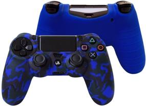 img 2 attached to Hikfly Silicone Gel Controller Cover Skin Protector for Sony Playstation 4 PS4/PS4 Slim/PS4 Pro Controller - Set of 2 Camouflage Covers with 8 FPS Pro Thumb Grip Caps (Red/Blue)