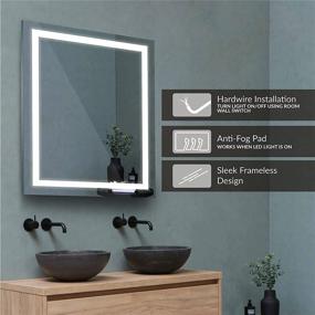 img 2 attached to Homewerks 100150 24x30 LED Bathroom Mirror - Anti Fog Wall Mounted, Horizontal or Vertical Vanity, 5000 Kelvin Bright White Daylight Color Temperature Light, 24x30 Inch