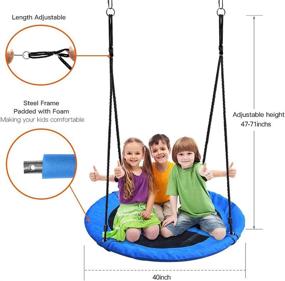 img 1 attached to 🌳 Saucer Tree Swing for Kids - 40" Large Round, 900D Oxford, 700 lbs Weight Capacity - Height Adjustable Straps & Carabiners Included - Easy Installation