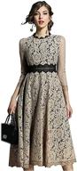 🌸 stunning floral lace crochet waist cocktail party swing midi dance dress for women logo