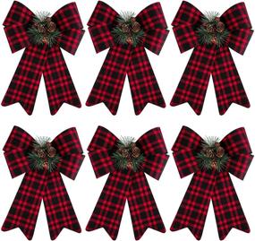 img 4 attached to 🎄 6-Pack Christmas Wreaths Bows with Pinecones & Needles | Natural Xmas Decorations Bows | Holiday Tree Bows for DIY Crafts & Decor - 9 x 12 Inches