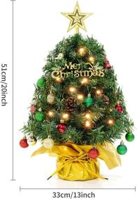 img 3 attached to 🎄 XmasExp 20-inch Tabletop Mini Christmas Tree Set with 2 LED Lights, Star Treetop, Ornament Balls, Bells, and Pine Cones - Best DIY Christmas Decorations in Gold
