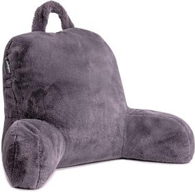 img 4 attached to 📚 Premium Milliard Reading Pillow with Shredded Memory Foam - Backrest Pillow for Sitting Comfortably in Bed with Removable Faux Fur Cover, 18x15 inches (Purple)