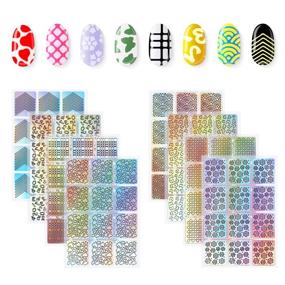 img 3 attached to 💅 Nail Art Masterpiece: 288 Pieces Nail Vinyl Stencils & Decoration Stickers Set - Transform Your Nails with 24 Sheet Designs!