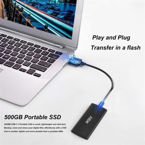 img 3 attached to 💻 Внешний портативный SSD Aiibe 500ГБ - Высокоскоростной накопитель на твердотельных накопителях с интерфейсами USB-C и USB 3.1 – Идеально подходит для ПК, ноутбуков, Mac, Xbox и PS4 - Черный