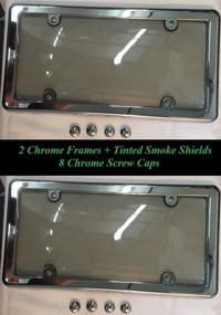 img 1 attached to 🛡️ Durable TrunkNets License Plate Shield Covers - Tinted Smoke with Chrome Frames and Screw Caps