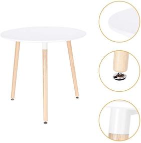 img 1 attached to 🪑 CangLong Modern Round Side Table: Stylish White Design with Beech Wood Legs for Kitchen, Living, and Bedroom