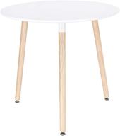 🪑 canglong modern round side table: stylish white design with beech wood legs for kitchen, living, and bedroom логотип