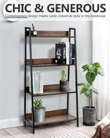 img 3 attached to 📚 DEILALY 4-Tier Ladder Shelf: Multi-Purpose Industrial Bookcase for Home, Office, and Living Spaces