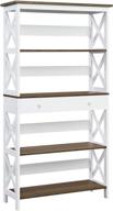 versatile and stylish convenience concepts oxford 5 tier bookcase with drawer in driftwood/white - organize, display, and store in one! логотип