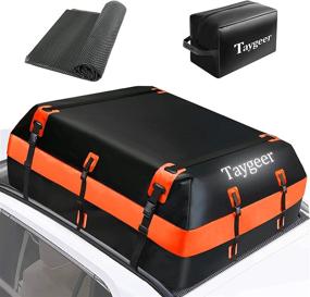 img 4 attached to 🚗 Taygeer 21 Cubic Feet Soft-Shell Waterproof Rooftop Cargo Carrier for All Cars (Side Rails/Cross Bars/No Rack) - Roofbag with Storage Bag and Protective Mat