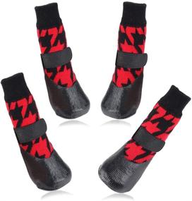 img 4 attached to 🐾 RilexAwhile Dog and Cat Non-Slip Paw Socks: Adjustable Boots Shoes for Indoor and Outdoor Use