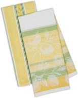 dii kitchen dish towel set - riviera lemons yellow green - lemon print & stripe - pack of 2 logo